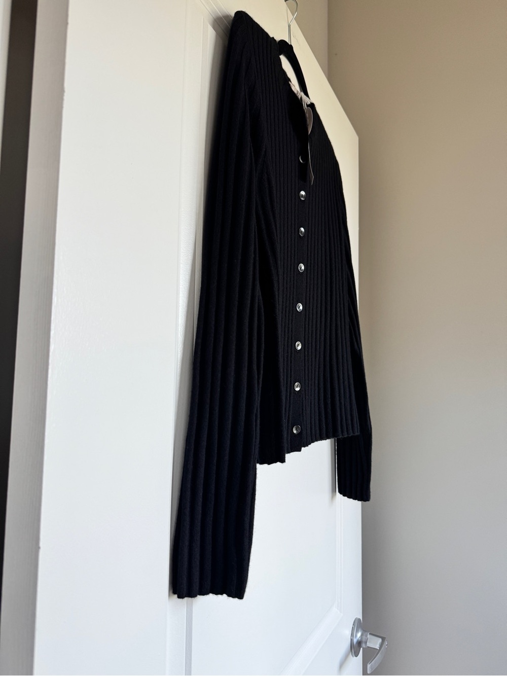 NWT! J. CREW Women’s Wide-rib cashmere cardigan in black, size medium m - Picture 5 of 14